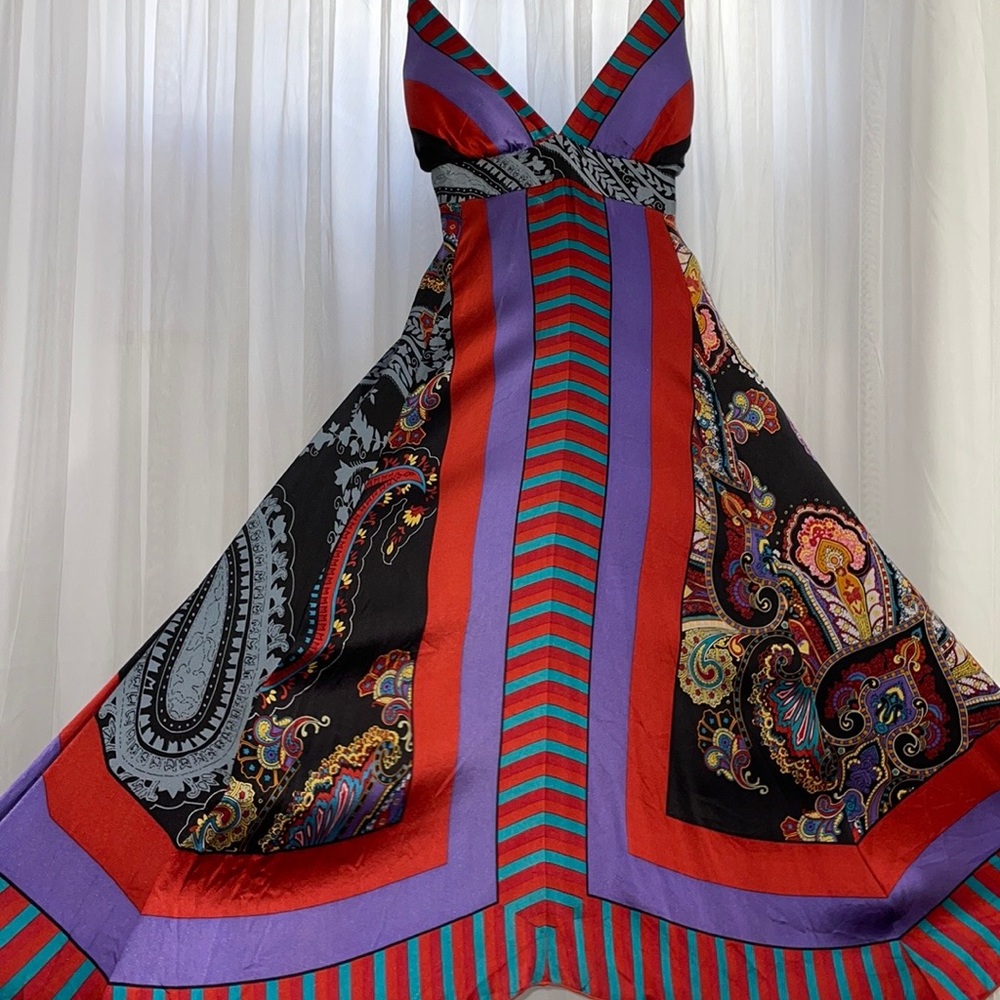 NWT! Single Dress Multicolored, Strap, lightly Padded, 100% Silk Lined.